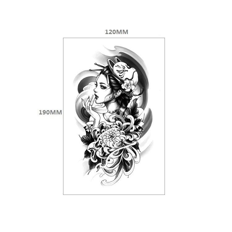 

Темная картина укиё-э гейша половина руки рука Tbs имитация татуировки перенос воды, татуировка наклейка 120*190MM