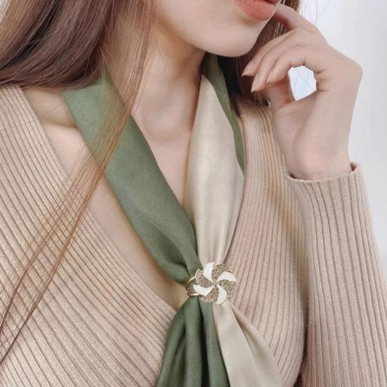 Flower Scarf Ring Rhinestone Scarf Clip Ring Elegant Butterfly Scarf Holder Slide Ring for Women Neckerchiefs Silk Scarves Shirts Shawls