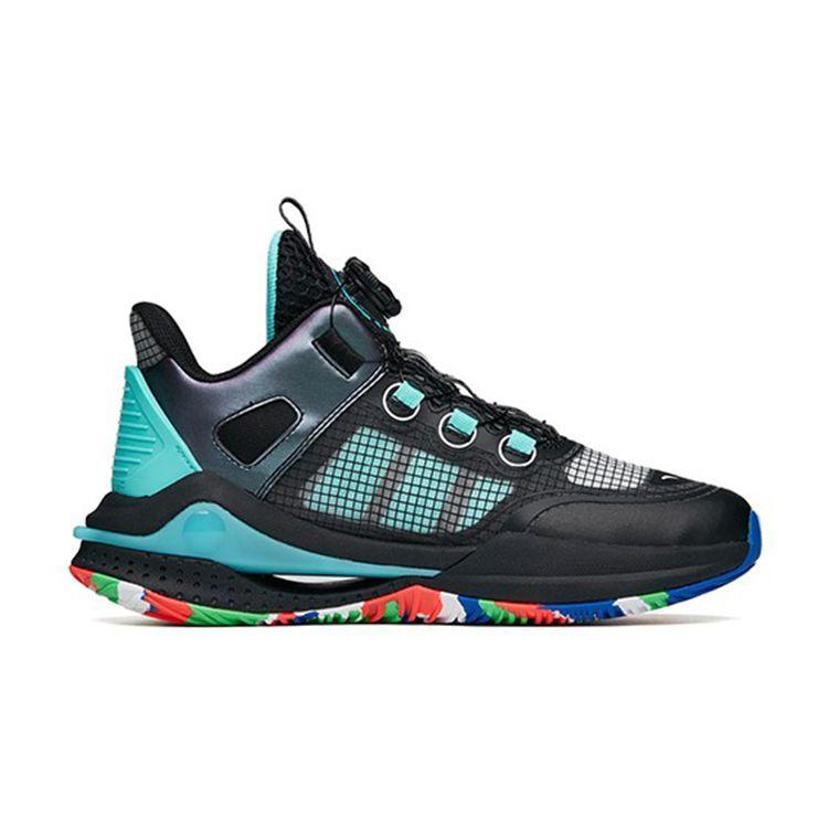 Anta Anti-Slip Shock Absorbing Basketball Shoes Kids Sneakers Black Green 312221110-1