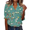 3/4-Ärmel Damenoberteile V-Ausschnitt Shirts Trendy Bedruckte Business Casual Arbeitsblusen