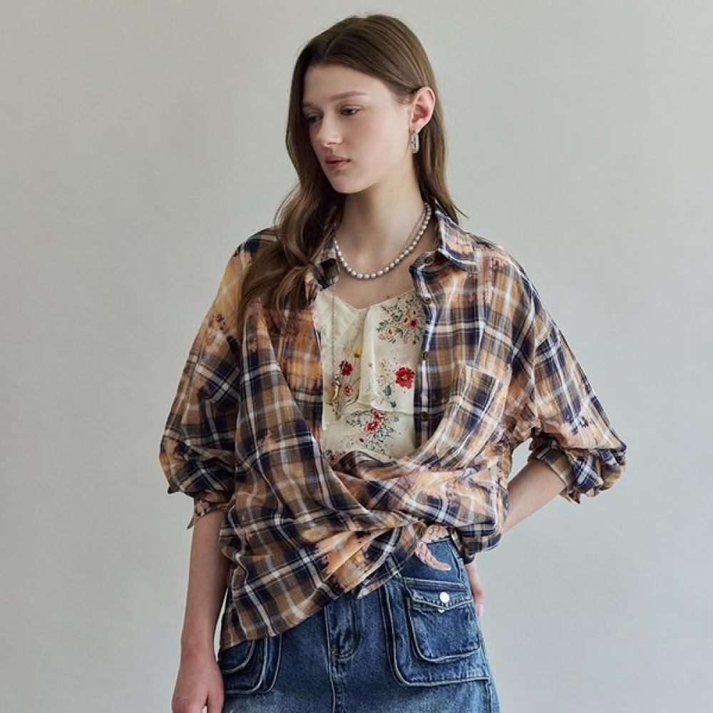 Maxza Vintage Washing Check Loose Fit Shirt Zf05qb014nh