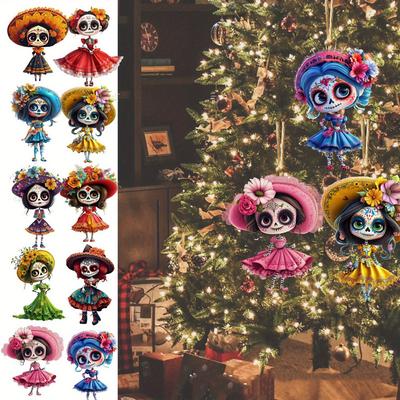 10pieces Ethereal Undead Maiden Decor: Enchanting Day of the Dead Halloween Party Hangings & Wall Art