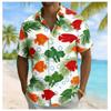 2026 Men's Fish Palm Leaf Short Sleeve Summer Beach Vacation Casual Loose Short Sleeve Shirt