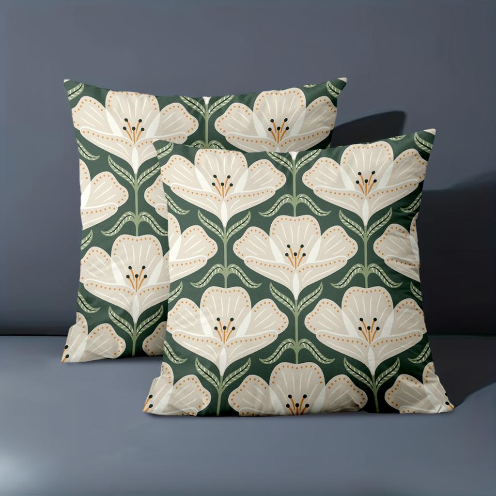 1 Pieces Floral Pattern Green Back Cushion Pillow Set Polyester Pillowcase, Sofa Decorative Cushion Cov Headboard Pillow