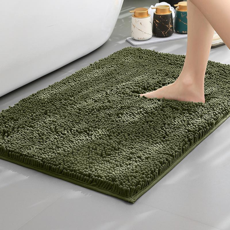 Chenier Thickened Solid Color Bathroom Floor Mat, Bathroom Non-Slip Foot Mat, Household Bathroom Door Absorbent Dirt-Resistant Carpet