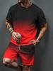 Gradient Letter Pattern 3D Print Tracksuits Men Casual Short Sleeve T-Shirt Shorts Sets 2pcs Sportswear Suits Man Clothing