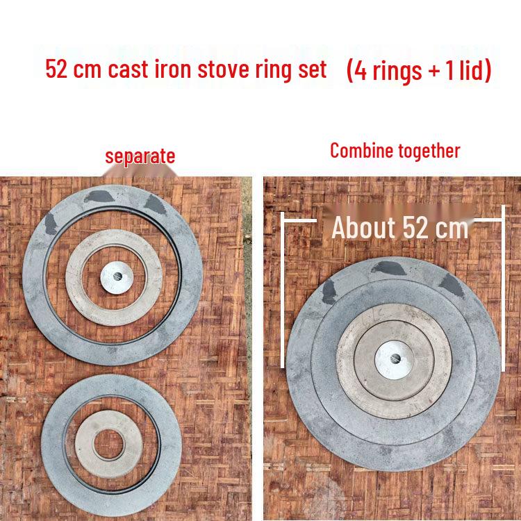 Cast Iron Firewood Stove Ring & Lid: Thickened Rustic Pot and Fire Pit Accessories