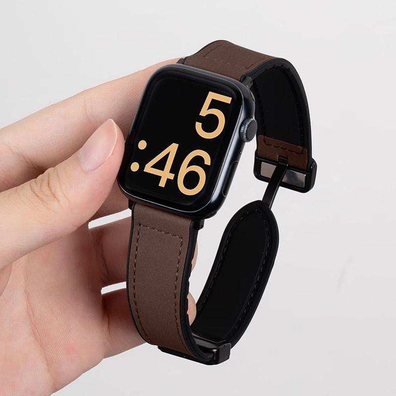 

Crazy Horse Pattern Classy Genuine Leather S9 Fall and Winter S8 New Arrival Magnetic Suction S7 Sports 7 Smart S6 Metal Se Female 6 Male Ultra Brown_black buckle Application: iwatch S10 [42mm]]