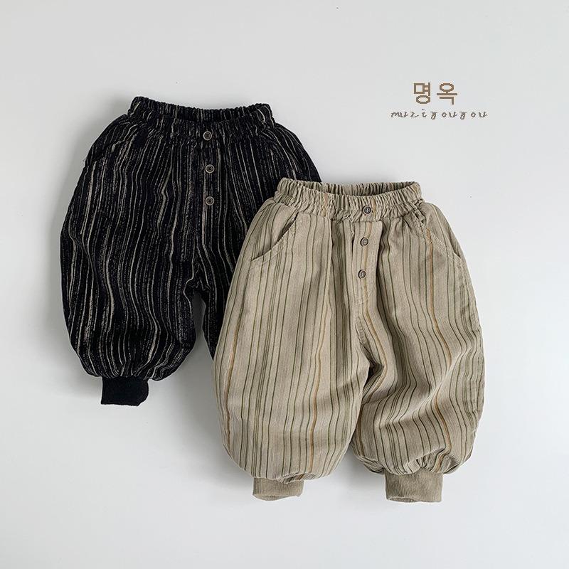 Kids Corduroy Fleece Lined Thickened Warm Casual Winter Pants For Boys And Girls