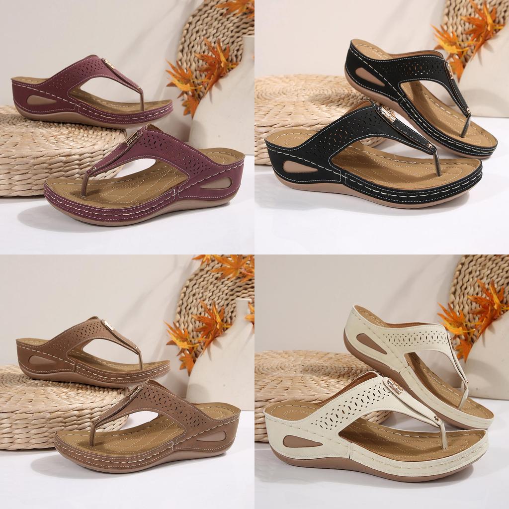 Summer Flip Flops For Women Large Size With Sole And Hollow Design For Beach And Casual Wear