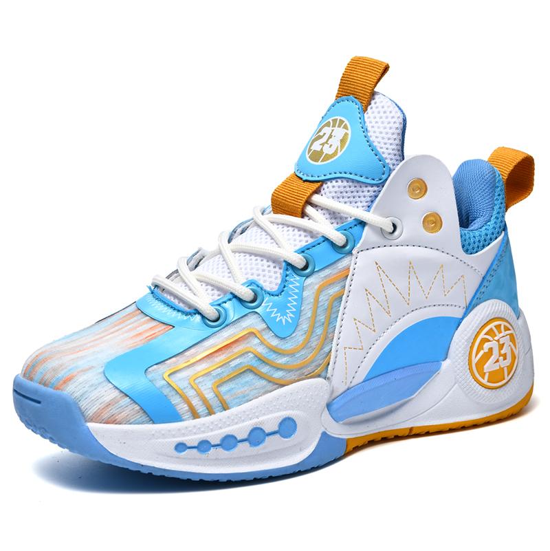 

Boys basketball shoes Student sports shoes lace-up mesh surface breathable children s professional training springback anti-slip 40