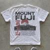 Fuji Berg T-Shirt Japanisches Muster T-Shirt Bedrucktes Rundhals-T-Shirt