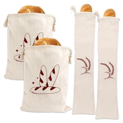 Drawstring Bread Bag Reusable Linen Bread Storage Bag Homemade Loaf Bread Container Unbleached Food Dry Fruits Bag Kitchen Gadgets