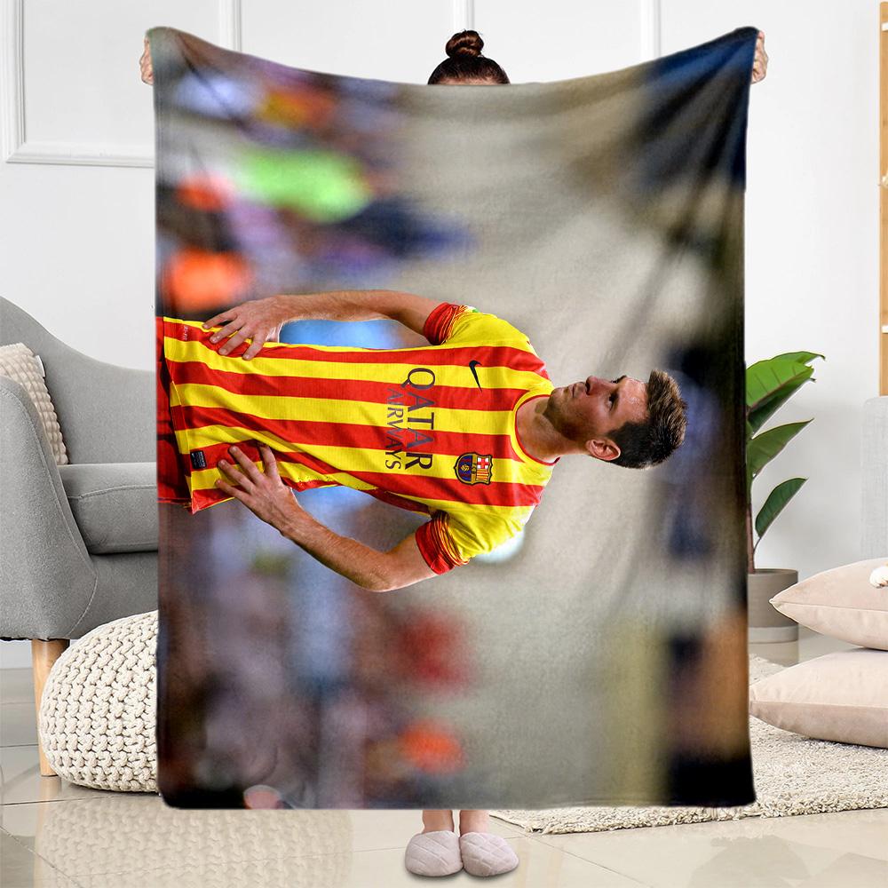 Messi Celebrates Victory Blanket Warmthful Decor Great for Office Chair Picnics Bedding All-Season Use Modern Style