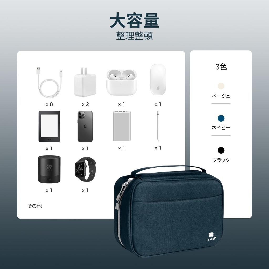 Pack All Gadget Expanded Cable Storage Large Capacity Carrying Cell SD Card Storage Dark Blue Pouch, Edition, Bag, Case, Shockproof, Charger, Phone,