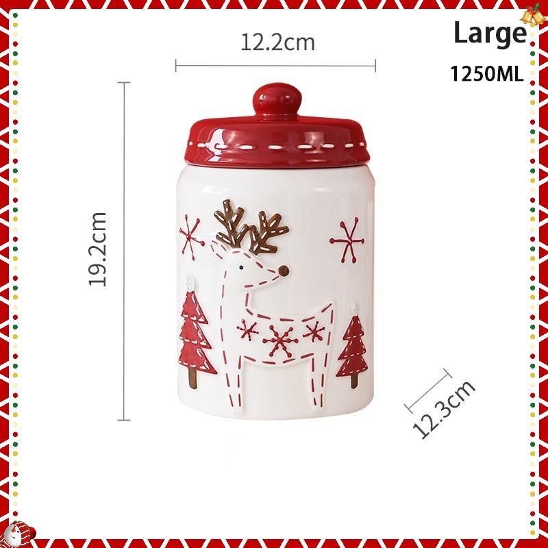 Nordic Style Santa Claus Elk Tree Round Ceramic Sealed Jar Candied Dried Fruit Nut Food Storage Container Kitchen Accessories