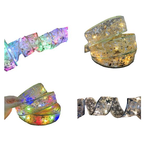 Yousheng Christmas Tree Ribbon String Lights Battery Powered Fairy Lights Christmas Ribbon Bow Light for Indoor Outdoor Xmas Wedding New Year Holiday