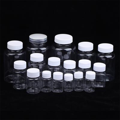 Průhledná plastová láhev 15-500ML Širokohrdlá láhev na léky se šroubovacím uzávěrem Uzavřené lahvičky Nádoba na tekuté reagencie potravinářské kvality