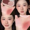 Two Color Powder Blusher Cream Matte Brighten Water Light Peach Cream Blush Natural Cheek Tint Waterproof Face Contouring Makeup