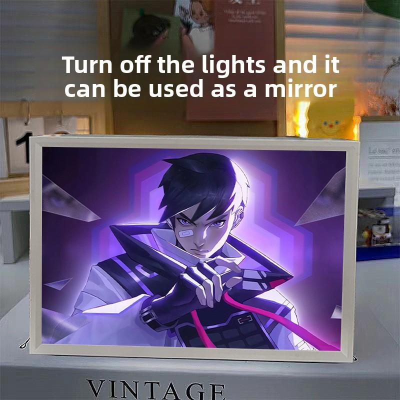 21cm/8.27in Valorant 3D Light Painting Acrylic Mirror White Led Night Game Peripherals Table Display Birthday Gift Home Decorate