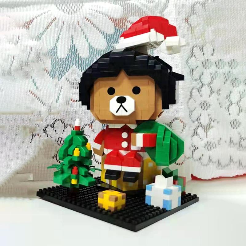 LOZ Animal World Christmas Bear 2PCS Santa Claus Coat Tree Gifts DIY Mini Diamond Blocks Bricks Building Toy for Children No Box