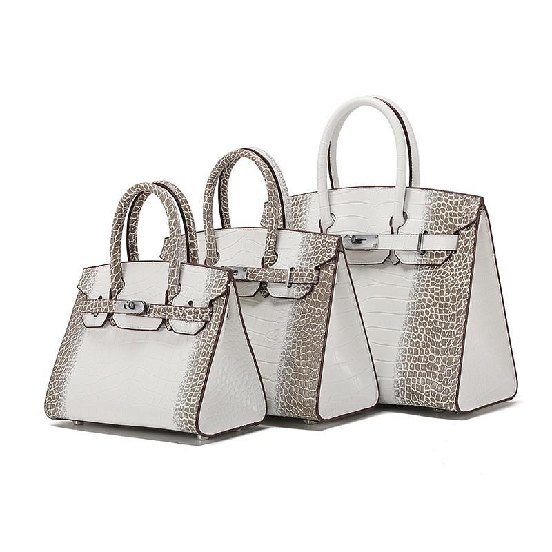 Womens Crocodile Texture Shoulder Bag Large Capacity Soft Leather Tote Handbag Daily Casual Use