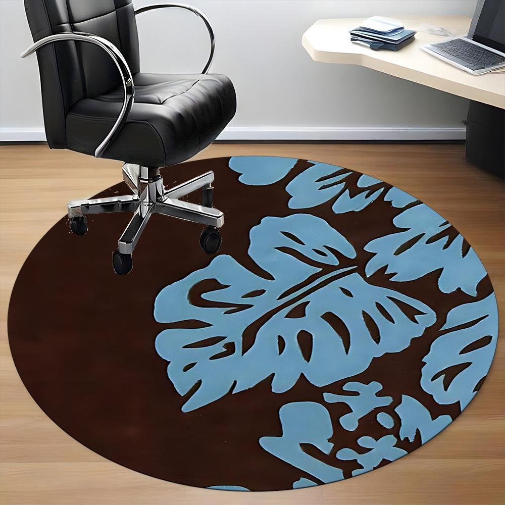 1pc Floral Pattern Office Round Area Rug, Mat Suitable For Office, Under Office Chairs Bedroom Living Room Home Decor, Room Deco
