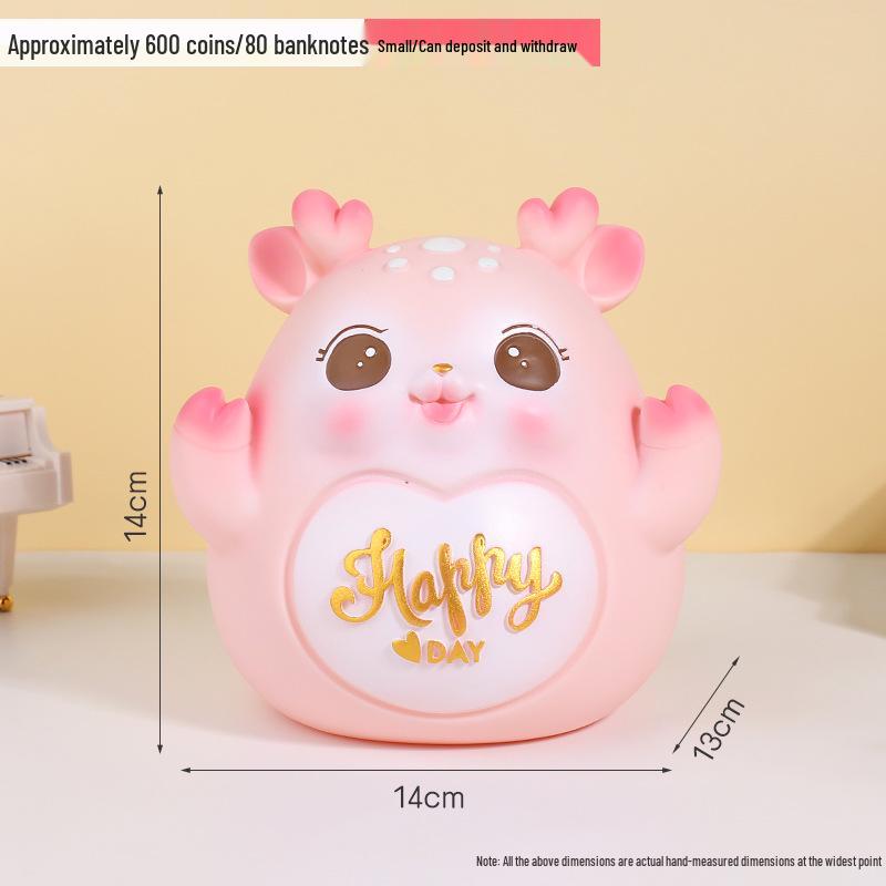 Großes Hirsch Cartoon Sparschwein - Mädchengeschenk Spardose