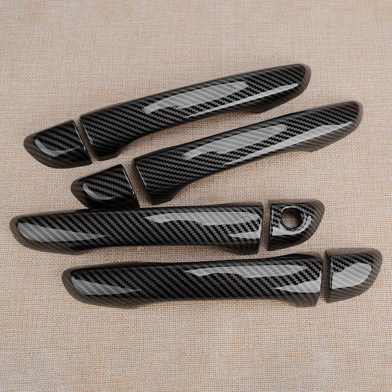 1 Set Car Carbon Fiber Style ABS Exterior Door Handle Cover Trim Fit for Hyundai Elantra 2017-