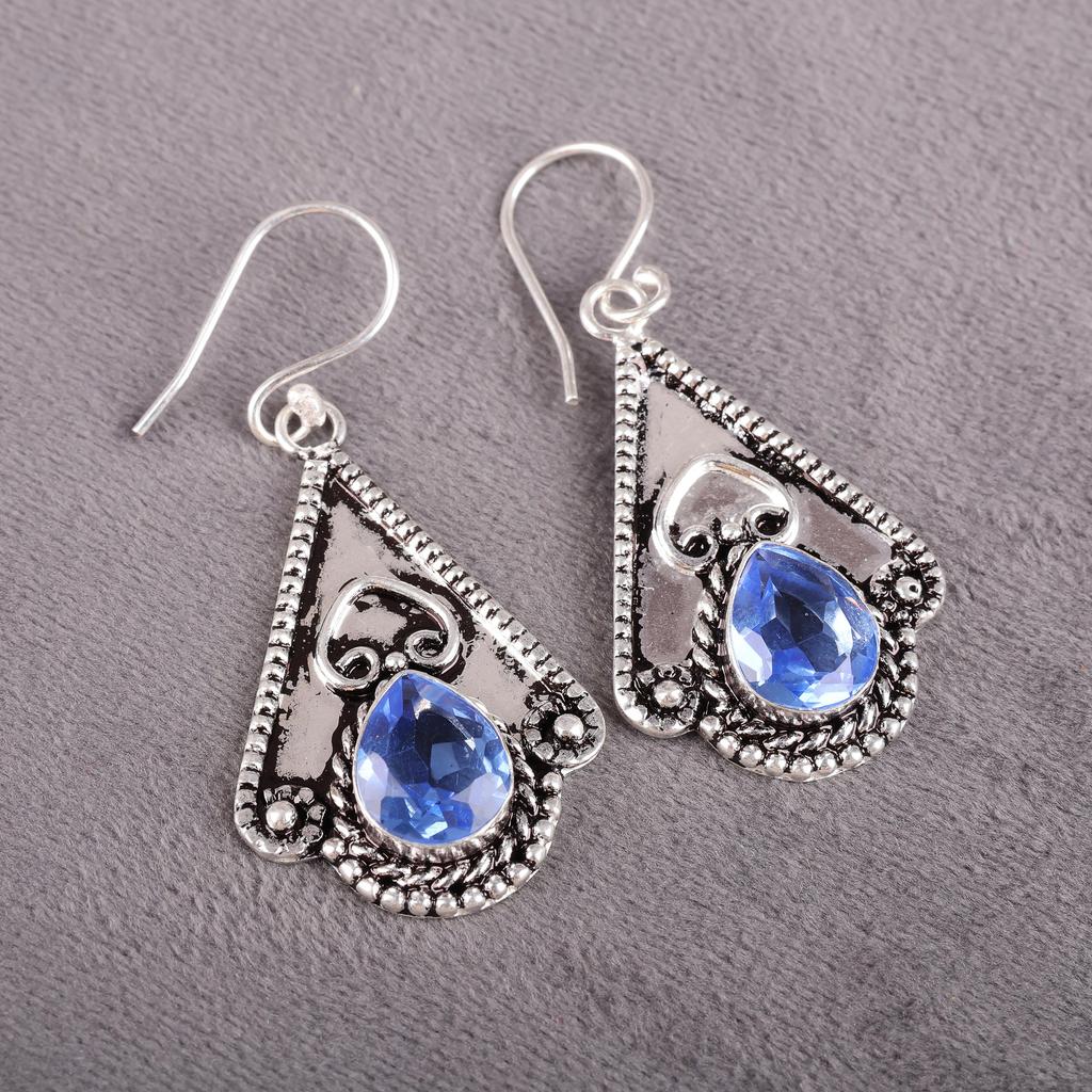 Tanzanite Handmade Gemstone Earrings, 925 Solid Sterling Silver Earrings Antique Jewelry, Earrings For Engagement Gift