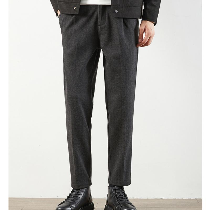 High-end Woolen Pants Men's Autumn and Winter Korean Style Small Trousers Men's Slim Drape Straight Casual Casual Suit Pants