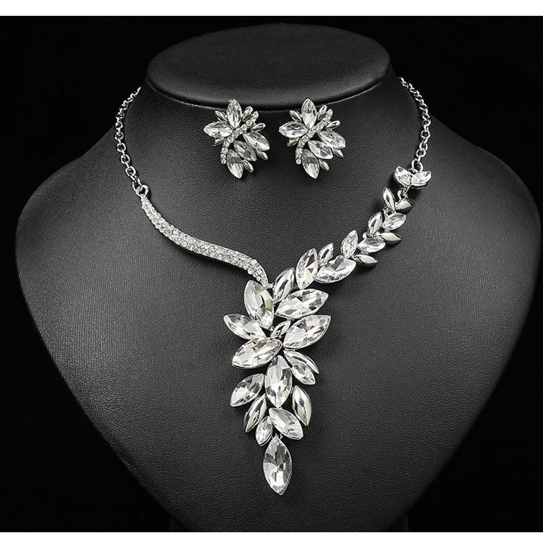 Source Bridal Necklace Set Alloy Diamond Crystal Glass Colored Jewelry Set