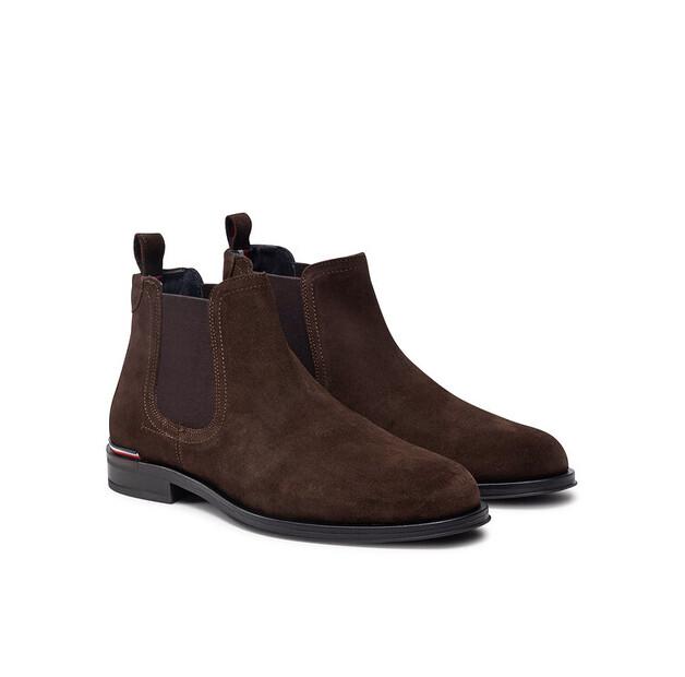 Ботинки челси Tommy Hilfiger Core Rwb, замшевые ботильоны Hilfiger FM0FM04757, коричневые