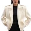 Fall Winter New Women's Loose Wool Blazer Notch Lapel Epaulette Oversized Jacket Outerwear