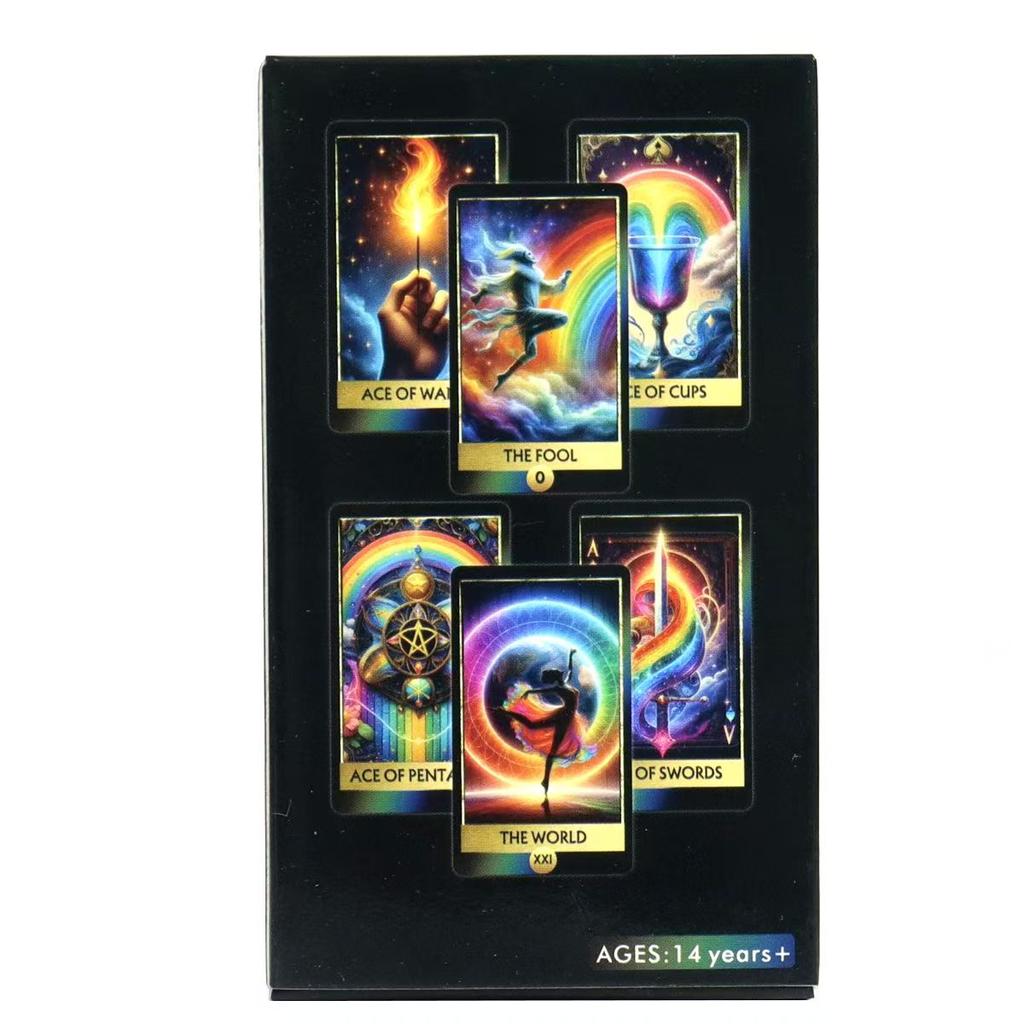 10.3*6cm Rainbow Tarot Deck 78 Colorful Tarot Oracle Cards Illustration Divination Wisdom Oracle Cards RWS System for Beginners