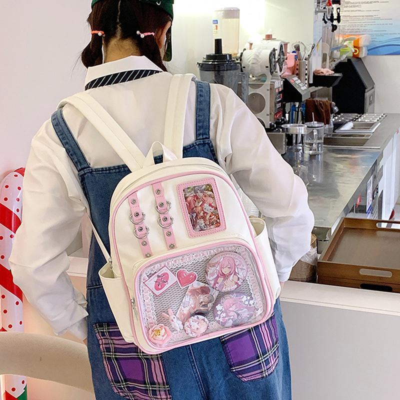School Ita Bag  Trends Transparent Zipper Backpack Preppy Style Soft Women Bags