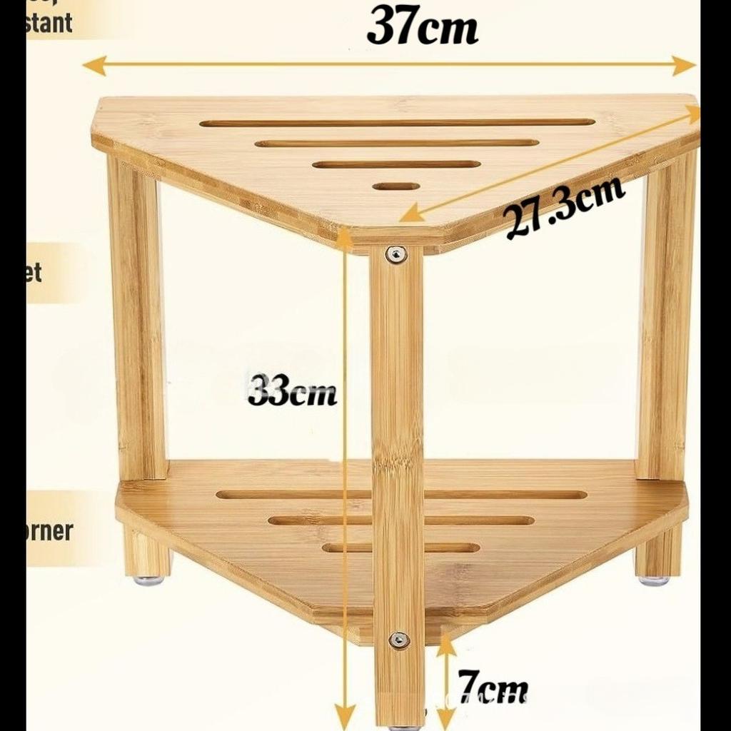 2-Tier Bamboo Bathroom Stool - Solid Wood Non-Slip Shoe Stool & Bath Seat, Multi-Purpose Household Shelf for Shower/Toilet