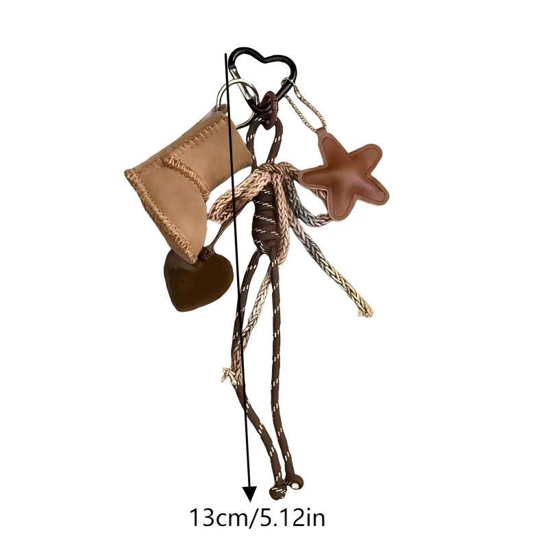 Y2K Fashion Snow Boot Star Lanyard Keychain Harajuku Style Braided Rope Keyring For Women Bag Pendant Handbag Charms Gifts