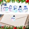 Winter Theme Party Supplies 500PCS Shiny Snowman Stickers, Waterproof Self Adhesive Labels, Round Kids School Holiday Crafts Decorative Packaging