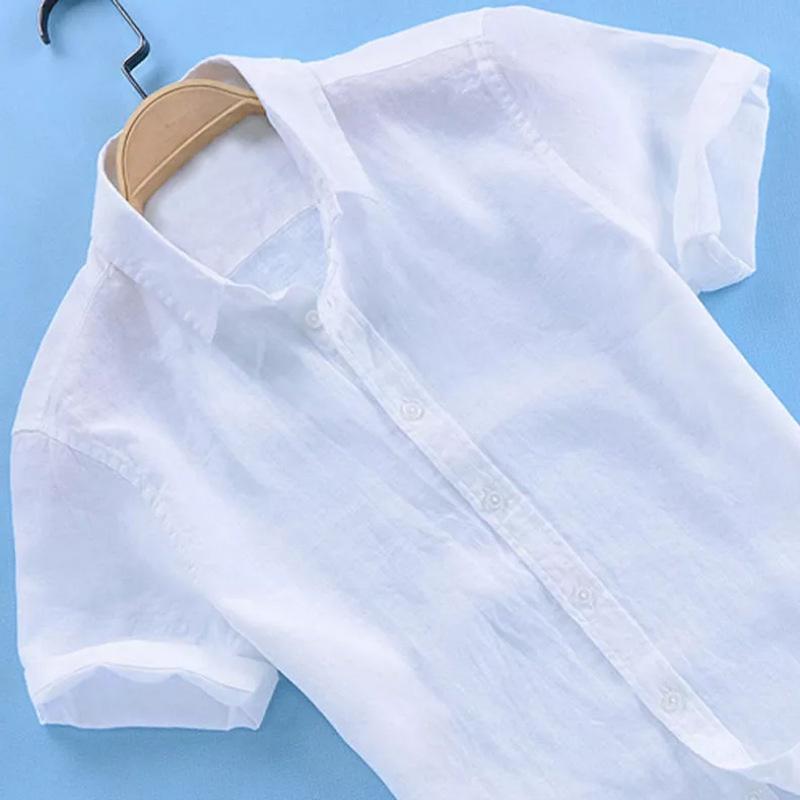 Luxury Men's Short Sleeve Linen T-shirt For Daily Wear In Casual Loose Fit