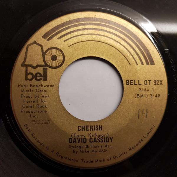 

7inch Record DAVID CASSIDY Cherish All I Wanna Do Is Touch Y BELLGT92X BELL RECORDS 1972 Canada Pop Used