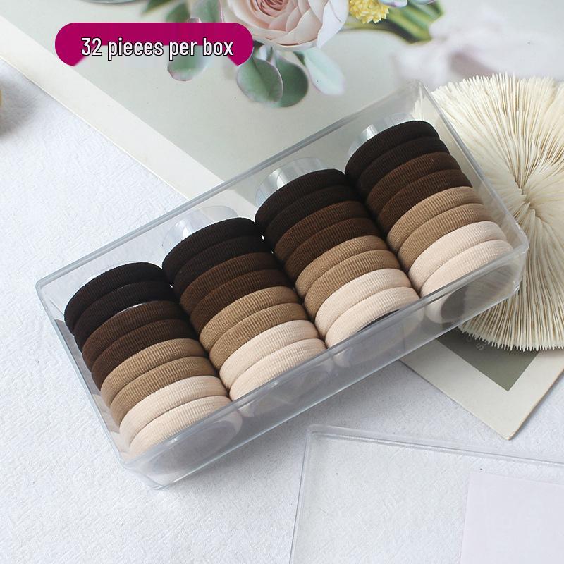Korean Style Solid Color Hair Ties Set - Simple Flocked Ponytail Holders for Girls