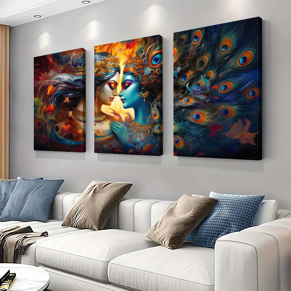 3-piece Abstract Art Canvas Frameless Decoration Hanging Painting Modern Home Living Room Foyer Bedroom Wall Painting Colorful F