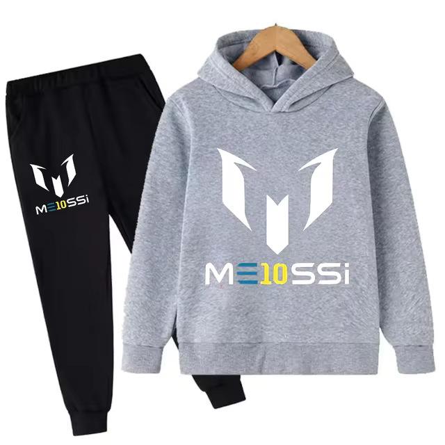 Kids' Messi Football Hoodie & Pants Set - 2-Piece Casual Sportswear for Boys & Girls, Spring & Autumn