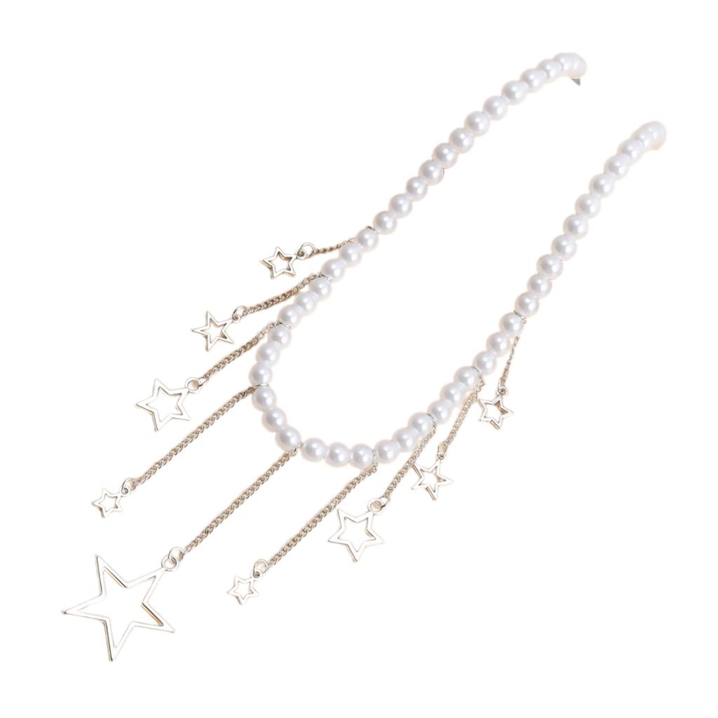 Stylish Pearls Necklace with Star Charm Temperament Collarbone Chain Elegant Chain Star Neckchain Fashion Jewelry