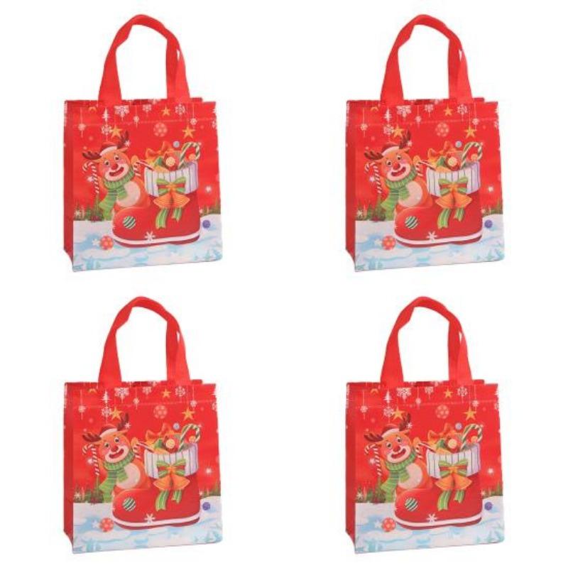 Bags Reusable Santa Claus Snowman Patterns Tote Bags for Festive Party Decoration
