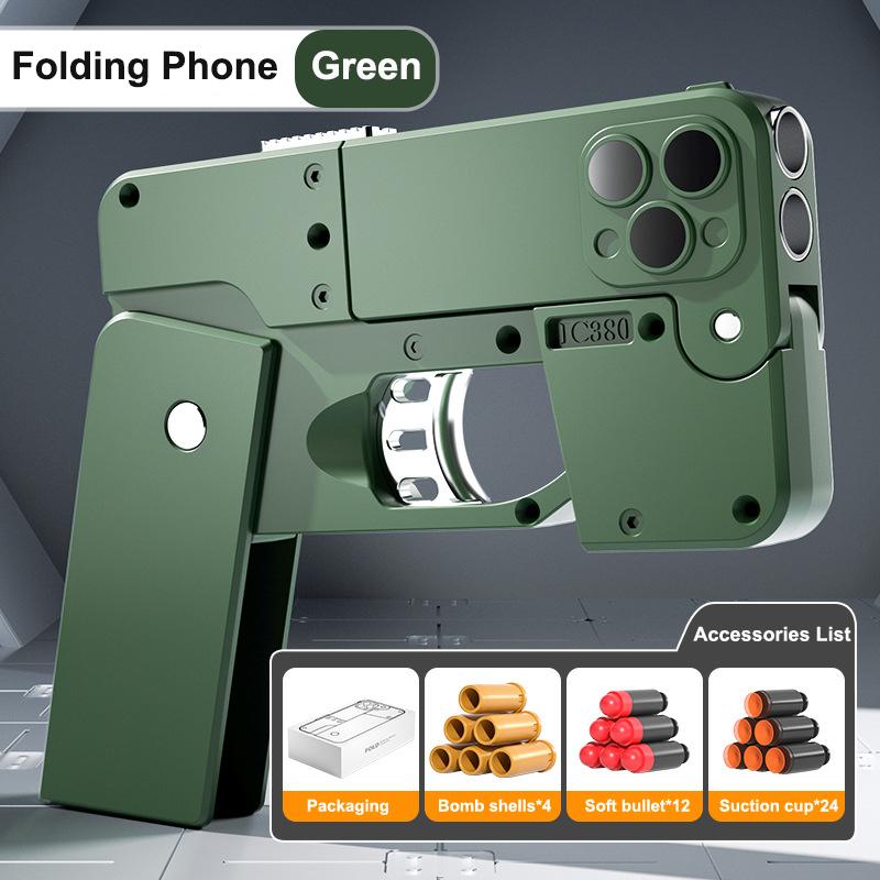 New Folding Mobile Phone Soft Bullet Gun Toy Creative Mobile Phone Deformation Toy Pistol Shooting Toy Children's Christmas Gift