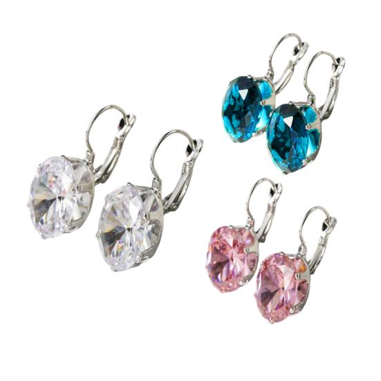 Stylish Ear Accessories for Ladies 1 Pair Cubic Zirconia Drop Dangle Earrings Women, Faux Streamlined Jewelry Commuting Crystal Hoop Levelback