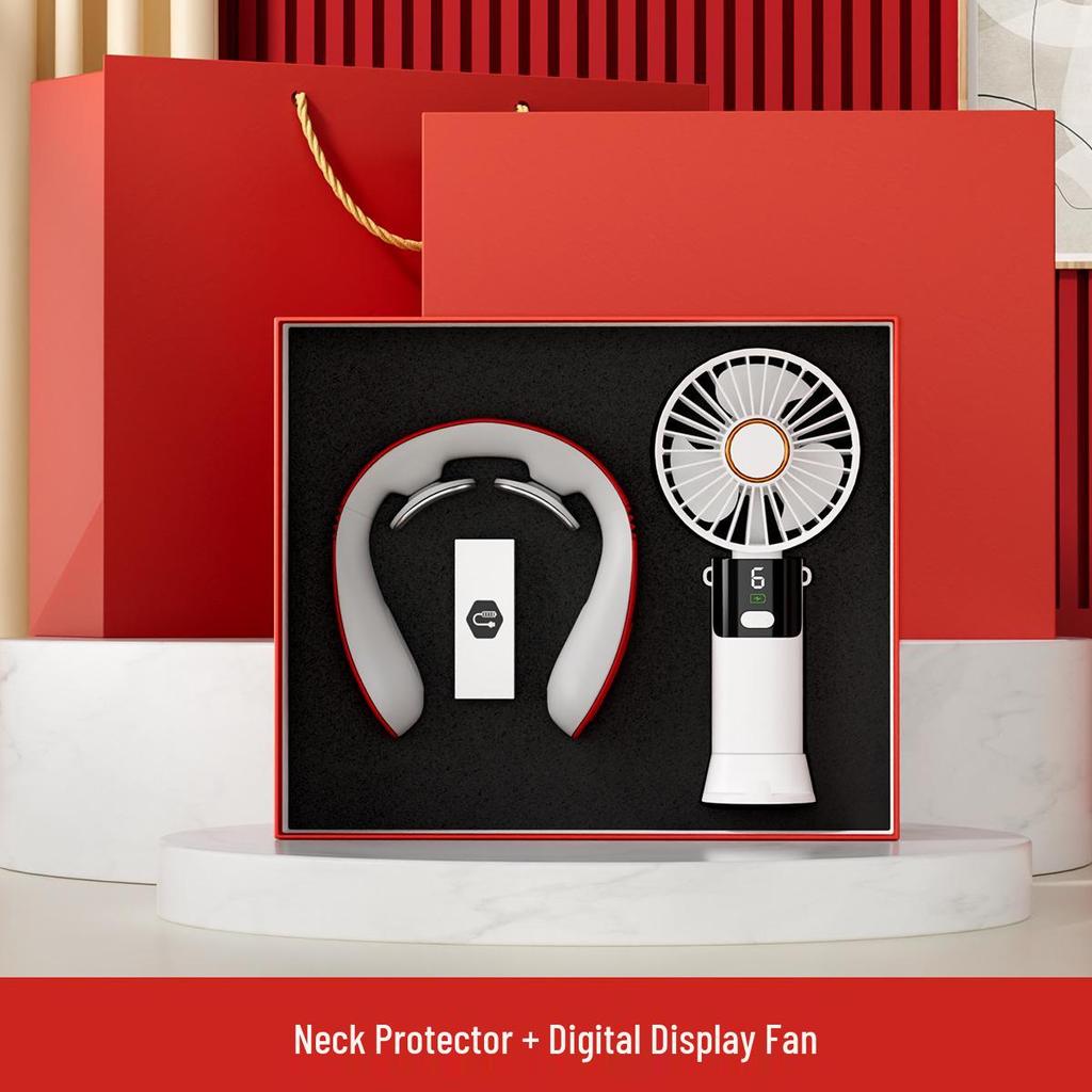 Digital Display Coffee Cup & Handheld Fan Business Gift Set for Leaders & Colleagues - Customizable with Logo