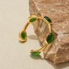 Yori Ovaal Groen Natuursteen Manchet Armband Bangle Goudkleurig Metaal Roestvrij Mode Pols Sieraden Bijoux Accessoires